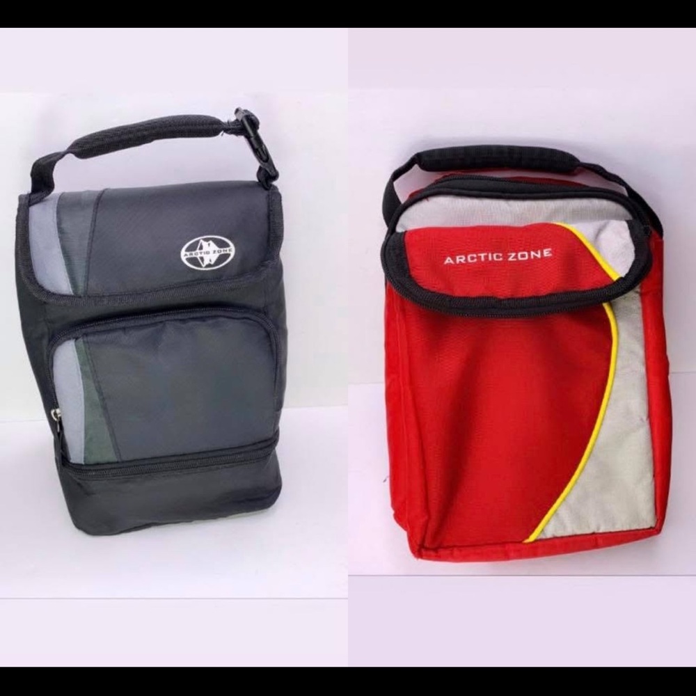 Arctic Zone Insulated Lunch Bags Lot 2 Black & Red Soft Coolers GOOD CONDITION